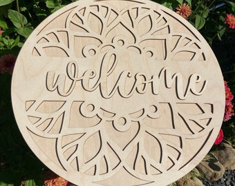 Welcome sign, multilayer blank unfinished Hanging Wooden 3D Sign, Front Door All Season Decorations, Wall Art, Farmhouse Decor