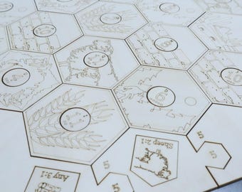 UNPAINTED 2-6 Player Engraved Custom Wood Playing Board w/Center Number Tokens