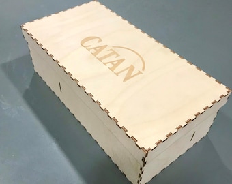 Wood Storage Box for popular board games-Holds complete game and all the pieces, parts, and cards