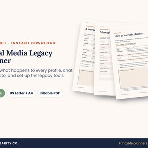 Planificateur de patrimoine numérique pour les réseaux sociaux (PDF à remplir), Guide des contacts de confiance, Souhaits pour un compte commémoratif, Planification successorale numérique, Planificateur de fin de vie