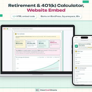 Pensioen- en 401k-calculator websitetool, Nest Egg HTML-widget voor WordPress (website-integratiecode)
