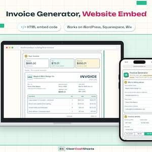 Outil de création de factures pour site web, code d'intégration HTML (téléchargement numérique)