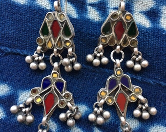 Vintage silver tribal earrings India