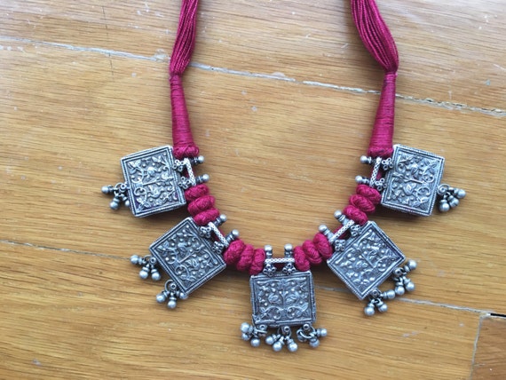 Tribal silver Necklace Vintage OOAK necklace