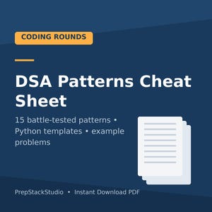 DSA Patterns Cheat Sheet PDF | Coding Interview Study Guide | 15 Patterns with Python Templates