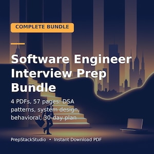 Software Engineer Interview Prep Bundle PDF | DSA Cheat Sheet, System Design Flashcards, Behavioral Questions, 30-Day Plan