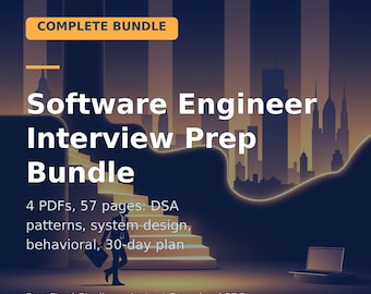 Software Engineer Interview Prep Bundle PDF | DSA Cheat Sheet, System Design Flashcards, Behavioral Questions, 30-Day Plan