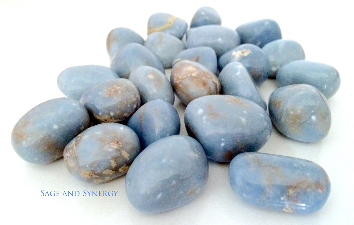 Large Angelite Tumbled Stone Blue Chakra - Etsy