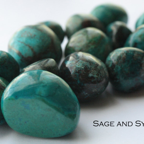 Large Premium Tumbled Chrysocolla Stone, Gem Silica Mineral, Green Crystals for Healing, Polished Crystals and Stones, Crystal Healing Rocks
