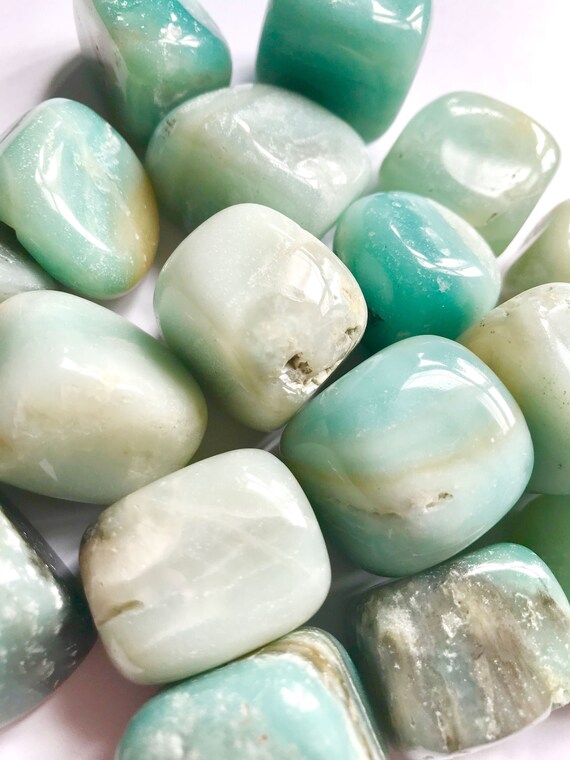 Medium Tumbled Amazonite Crystal Blue Green Healing Stones Etsy