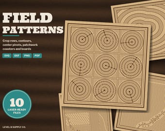 Farm Field Pattern SVG, Crop Rows Contour Center Pivot Tire Tread Laser Engrave File, Aerial Farm Coaster and Cutting Board Design DXF