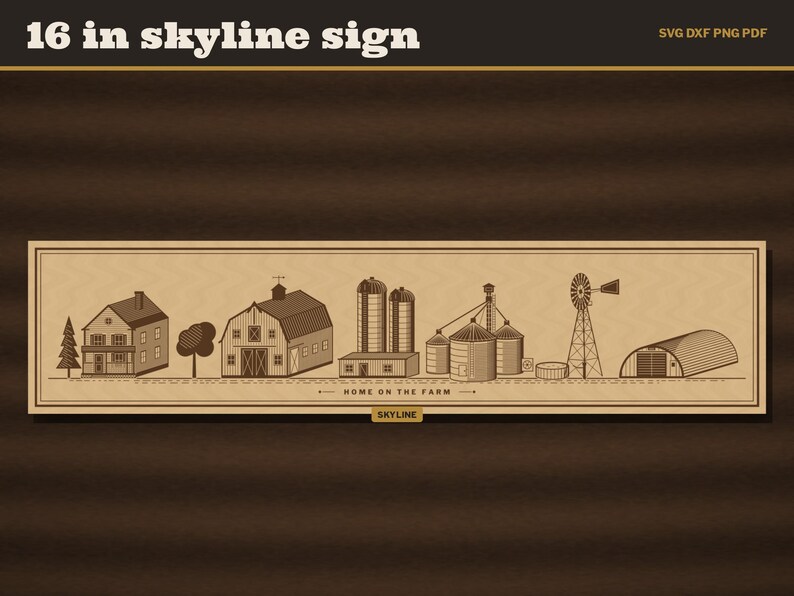 Farmstead SVG Bundle, Barn Grain Bin Silo Windmill Quonset Farmhouse Laser File, Farm Skyline Sign, Coaster Engrave File DXF image 3