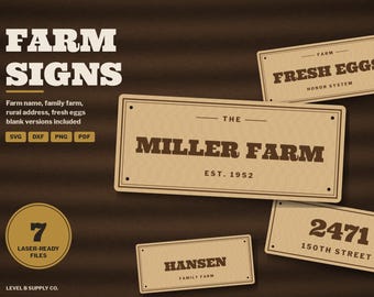 Farm Name Sign SVG, Rural Address Sign, Family Farm Established Sign, Fresh Eggs Honor System, Laser Cut File Template, Glowforge DXF