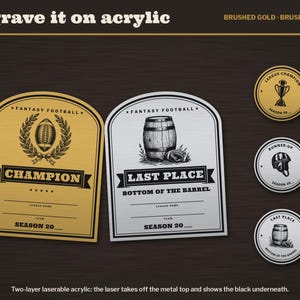 Pakiet Fantasy Football Trophy SVG, tabliczka mistrzowska, ostatnie miejsce, plik laserowy z zasadami ligi DXF zdjęcie 3