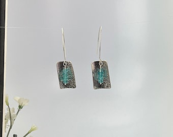 Textured Sterling Silver Earrings with Apatite