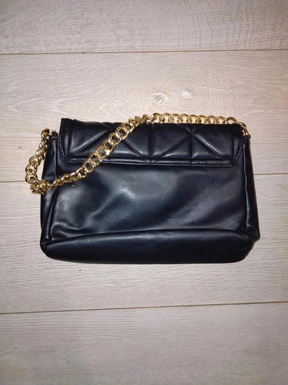 Primark Black Quilted Shoulder Bag Gold Chain Crossbody, foto 3 di 4