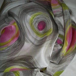 Modern Abstract Hand Painted Silk Scarf