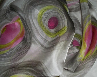 Modern Abstract Hand Painted Silk Scarf