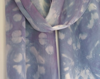 Hand Dyed Silk Crepe Satin Shibori Scarf