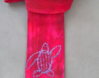 Hand Painted Sea Turtle Silk Necktie