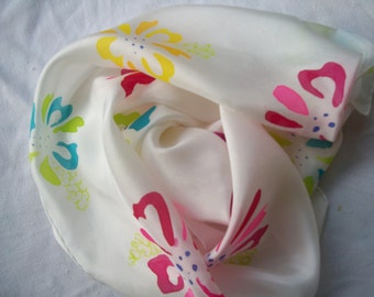 Hand Painted Modern Abstract Flower Silk Scarf