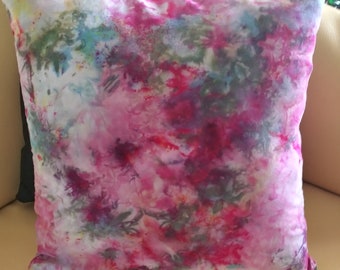 Ice Dyed Red Abstract Decorative Cotton Pillow Cover