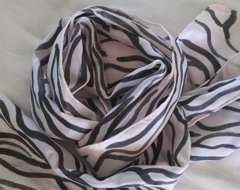 Pink Zebra Hand Painted Silk Scarf