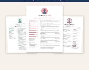 10 Photo Resume Templates with Cover Letters, Resume Bundle 4, Word and Google Docs, Modern CV with Photo, Instant Digital