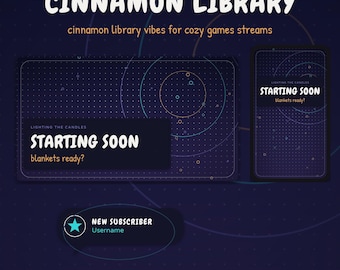 Cinnamon Library OBS Overlay Pack | Cozy Twitch Overlay | Animated Scenes, Alerts, Stinger | Vertical Overlay | Low Motion