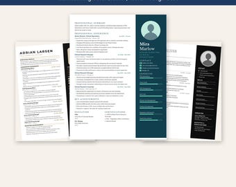 10 Photo Resume Templates with Cover Letters, Resume Bundle 2, Word and Google Docs, Modern CV with Photo, Instant Digital