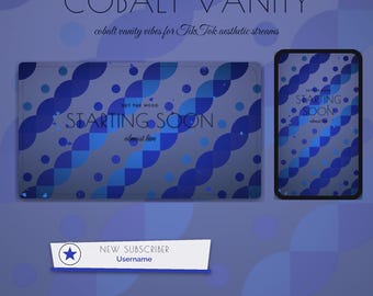 Cobalt Vanity OBS Overlay Pack | Aesthetic Twitch Overlay | Animated Scenes, Alerts, Stinger | Vertical Overlay | Panels