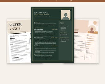 10 Creative Resume Templates with Cover Letters, Bundle 3, Aesthetic CV with Photo, Word and Google Docs, Instant Digital