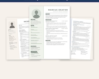 10 Photo Resume Templates with Cover Letters, Resume Bundle 3, Word and Google Docs, Modern CV with Photo, Instant Digital