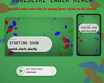 Soulslike Ember Realm OBS Overlay Pack | Gaming Twitch Overlay | Animated Scenes, Alerts, Stinger | Vertical Overlay | Panels