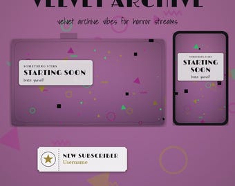 Velvet Archive OBS Overlay Pack | Horror Twitch Overlay | Animated Scenes, Alerts, Stinger | Vertical Overlay | Panels