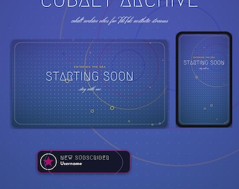 Cobalt Archive OBS Overlay Pack | Aesthetic Twitch Overlay | Animated Scenes, Alerts, Stinger | Vertical Live Kit | Chat and Goal