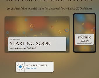 Gingerbread Lane Market OBS Overlay Pack | Christmas Twitch Overlay | Animated Scenes, Alerts, Stinger | Vertical Overlay | Panels