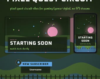 Pixel Quest Circuit OBS Overlay Pack | Gaming Twitch Overlay | Animated Scenes, Alerts, Stinger | Vertical Overlay | Panels