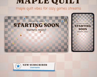 Maple Quilt OBS Overlay Pack | Cozy Twitch Overlay | Animated Scenes, Alerts, Stinger | Vertical Overlay | Panels