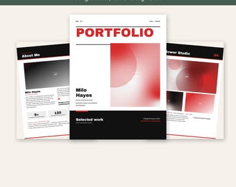 5 Portfolio Templates Bundle 3, 8 Page Creative Portfolio, Word and Google Docs, Designer Artist Model Portfolio PDF
