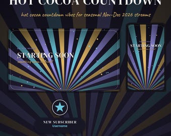 Hot Cocoa Countdown OBS Overlay Pack | Holiday Twitch Overlay | Animated Scenes, Alerts, Stinger | Vertical Overlay | Panels
