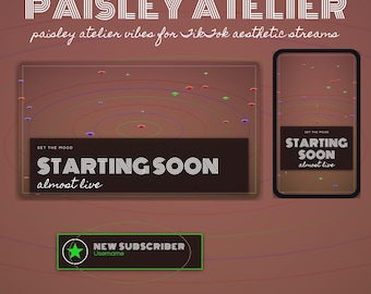 Paisley Atelier OBS Overlay Pack | Aesthetic Twitch Overlay | Animated Scenes, Alerts, Stinger | Vertical Overlay | Panels