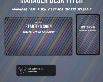 Manager Desk Pitch OBS Overlay Pack | Sports Twitch Overlay | Animated Scenes, Alerts, Stinger | Vertical Overlay | Panels