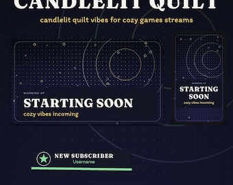 Candlelit Quilt OBS Overlay Pack | Cozy Twitch Overlay | Animated Scenes, Alerts, Stinger | Vertical Overlay | Panels and Webcam Frame
