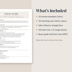 May include: A digital resume template set featuring a clean layout with sections for contact info, executive profile, core competencies, professional experience, education, and board affiliations, plus a list of included files.