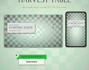 Harvest Table OBS Overlay Pack | Holiday Twitch Overlay | Animated Scenes, Alerts, Stinger | Vertical Overlay | Panels