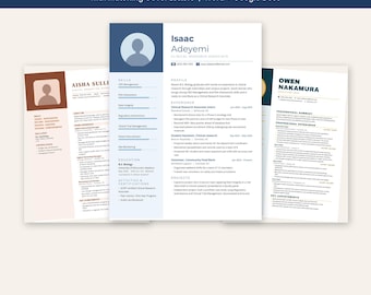 10 Photo Resume Templates with Cover Letters, Resume Bundle 5, Word and Google Docs, Modern CV with Photo, Instant Digital