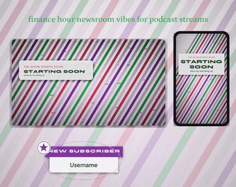 Finance Hour Newsroom OBS Overlay Pack | Podcast Twitch Overlay | Animated Scenes, Alerts, Stinger | Multi Guest Layouts | Lower Thirds