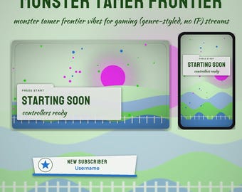 Monster Tamer Frontier OBS Overlay Pack | Gaming Twitch Overlay | Animated Scenes, Alerts, Stinger | Vertical Overlay | Panels