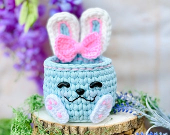 Easter Bunny  Basket, Crochet Bunny, Easter Bunny, Small Bunny basket, Home decor, Ready to ship